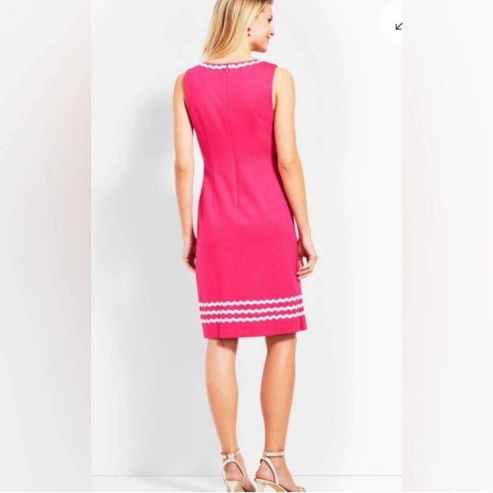 Talbots Pink Shift Dress with Rickrack Trim - Picture 2 of 11